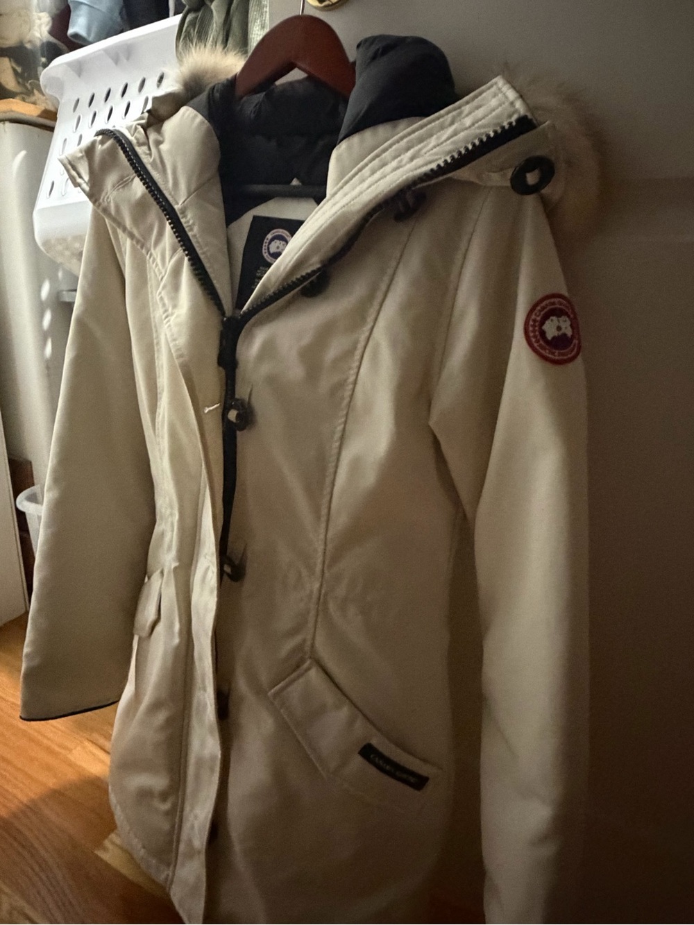 Canada Goose Women’s Cream Parka with Fur-Trim Hood